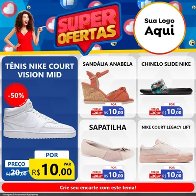 Modelo de Rede Social para Feed Facebook com o tema Super Ofertas para Calçados