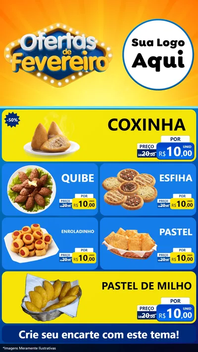 Modelo de TV para TV Vertical com o tema Ofertas de Fevereiro para Salgadaria
