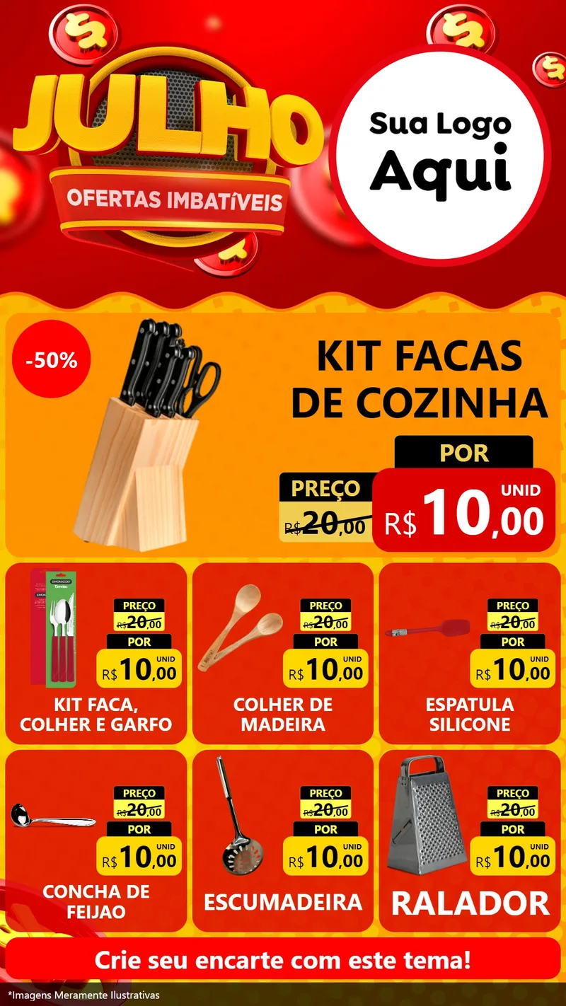 Modelo de Rede Social para Stories com o tema Julho Ofertas Imbatíveis para Utilidades Domésticas