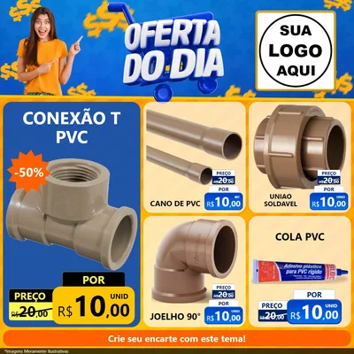 Modelo de Rede Social para Feed Facebook com o tema Oferta do Dia para Tubos e conexões