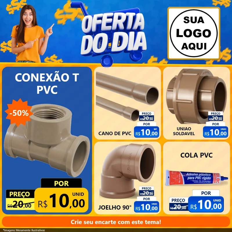 Modelo de Rede Social para Feed Facebook com o tema Oferta do Dia para Tubos e conexões