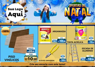 Modelo de Encarte para Encarte A4 Horizontal com o tema Ofertas de Natal para Material para Construção