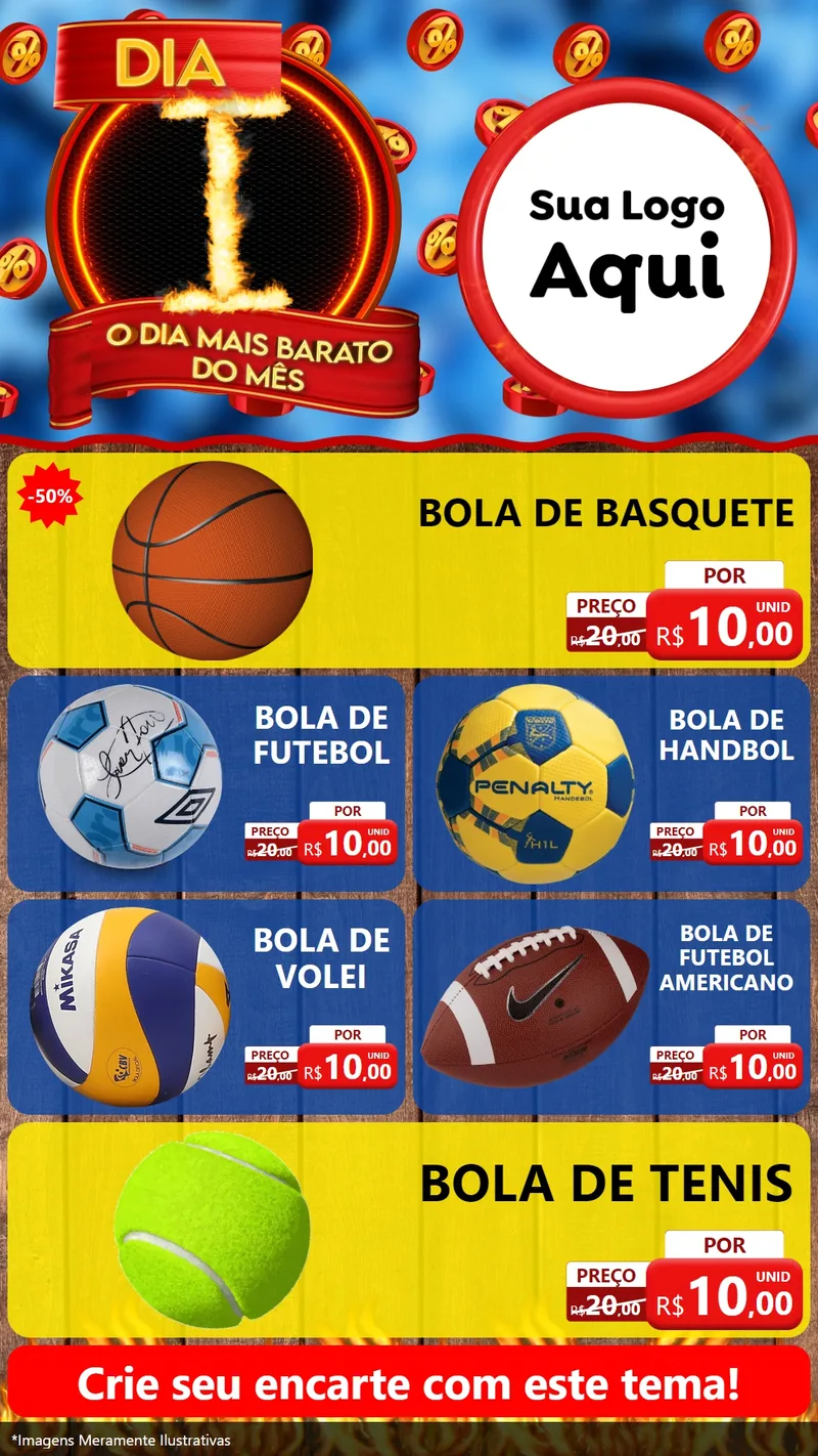 Modelo de TV para TV Vertical com o tema Dia I - O Dia Mais Barato Do Mês para Artigos Esportivos