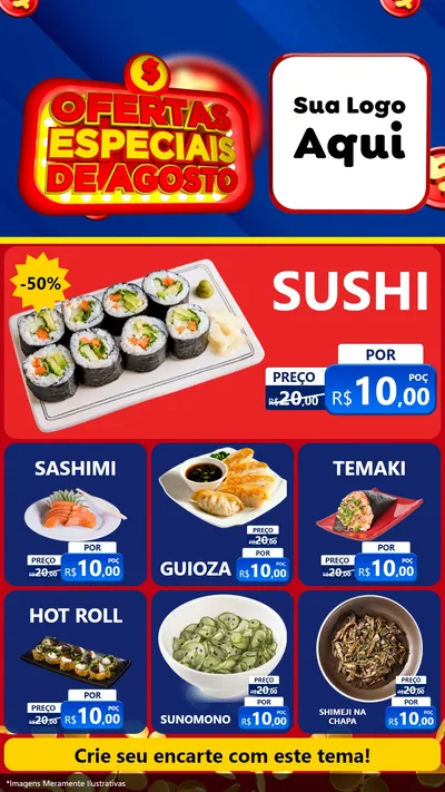 Modelo de Rede Social para Stories com o tema Ofertas Especiais de Agosto para Comida japonesa