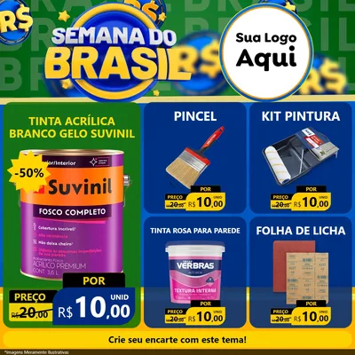 Modelo de Rede Social para Feed Facebook com o tema Semana Do Brasil para Tintas e Ferramentas