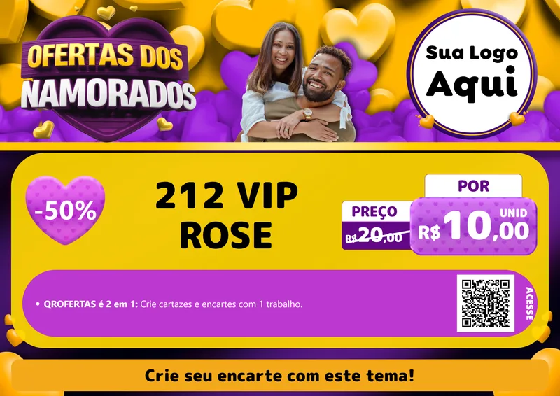 Modelo de Cartaz para Cartaz A4 Horizontal com o tema Oferta Dos Namorados para Perfumes