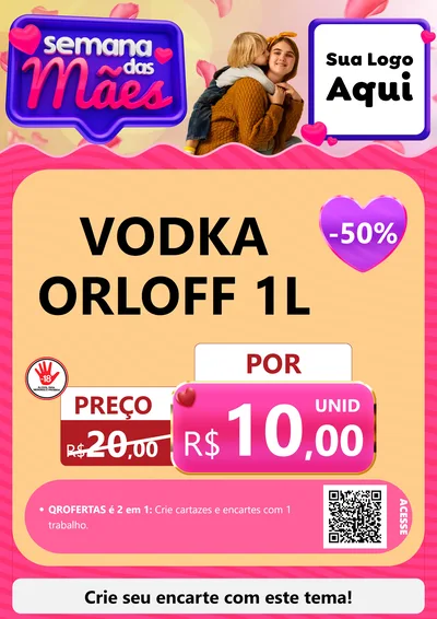 Modelo de Cartaz para Cartaz A4 Vertical com o tema Semana das Mães para Distribuidora de bebidas