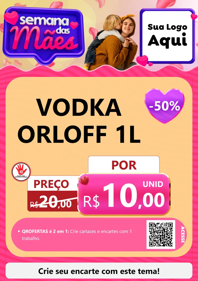 Modelo de Cartaz para Cartaz A4 Vertical com o tema Semana das Mães para Distribuidora de bebidas