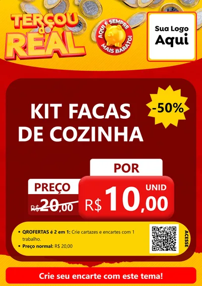 Modelo de Cartaz para Cartaz A4 Vertical com o tema Terçou do Real para Utilidades Domésticas