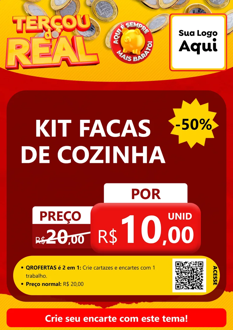 Modelo de Cartaz para Cartaz A4 Vertical com o tema Terçou do Real para Utilidades Domésticas