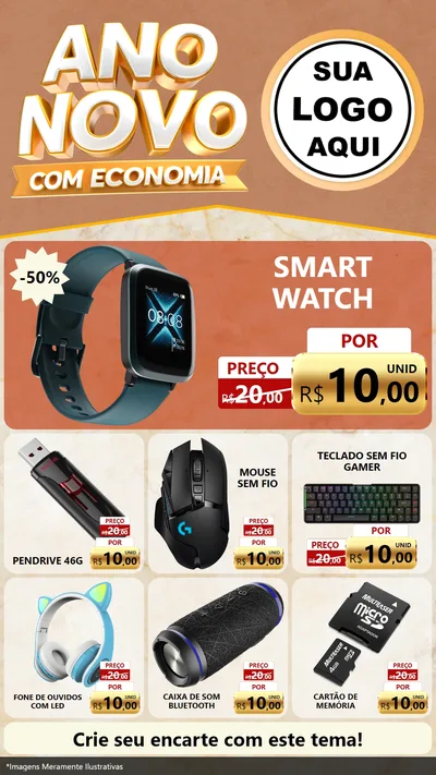 Modelo de Rede Social para Stories com o tema Ano Novo Com Economia para Informática