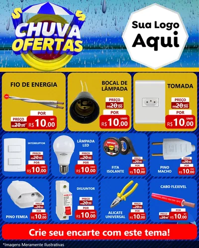 Modelo de Rede Social para Feed Instagram com o tema Chuva de Ofertas para Materiais Elétricos