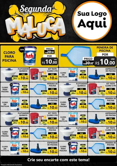 Modelo de Encarte para Encarte A4 Vertical com o tema Segunda Maluca para Produtos para Piscina