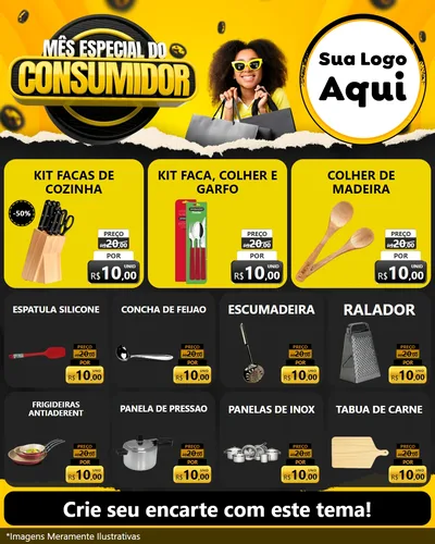 Modelo de Rede Social para Feed Instagram com o tema Mês Especial do Consumidor para Utilidades Domésticas