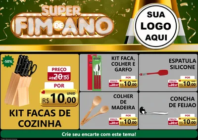 Modelo de Encarte para Encarte A4 Horizontal com o tema Super Fim de Ano para Utilidades Domésticas