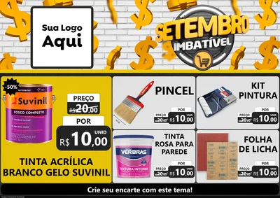 Modelo de Encarte para Encarte A4 Horizontal com o tema Setembro Imbatível para Tintas e Ferramentas