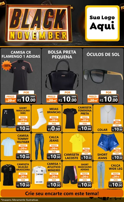 Modelo de Encarte para Encarte Grande com o tema Black November para Roupas e acessórios
