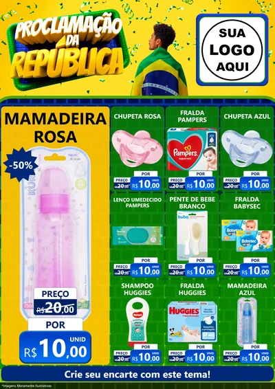 Modelo de Encarte para Encarte A4 Vertical com o tema Proclamação da República para Bebês