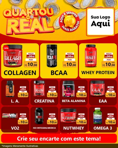 Modelo de Rede Social para Feed Instagram com o tema Quartou do Real para Suplementos alimentares