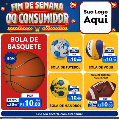 Modelo de Rede Social para Feed Facebook com o tema Fim de Semana do Consumidor para Artigos Esportivos