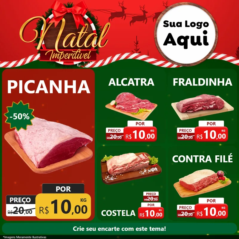 Modelo de Rede Social para Feed Facebook com o tema Natal Imperdível para Açougue