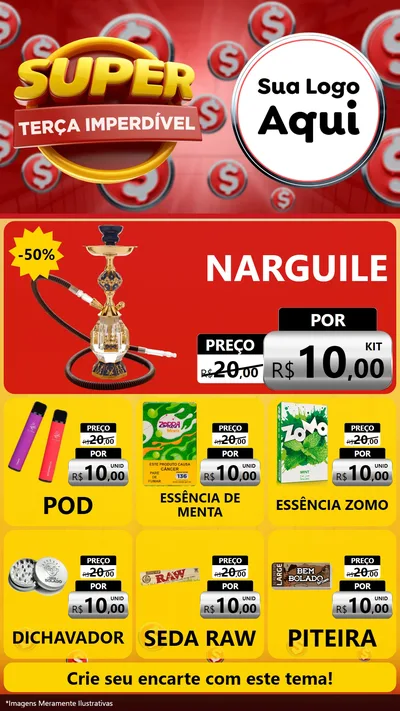 Modelo de Rede Social para Stories com o tema Super Terça Imperdível para Tabacaria