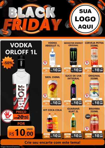 Modelo de Encarte para Encarte A4 Vertical com o tema Black Friday para Distribuidora de bebidas