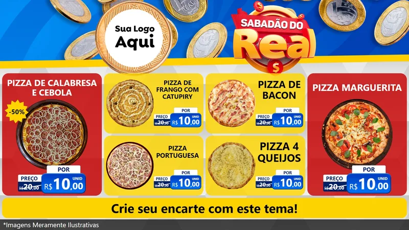 Modelo de TV para TV Horizontal com o tema Sabadão do Real para Pizzaria