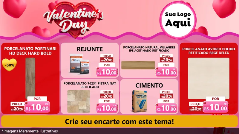 Modelo de TV para TV Horizontal com o tema Valentine's Day para Pisos e revestimentos