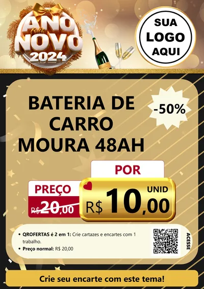 Modelo de Cartaz para Cartaz A4 Vertical com o tema Feliz Ano Novo 2027 para Baterias Elétricas