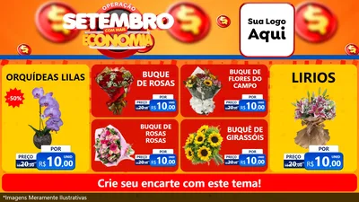 Modelo de TV para TV Horizontal com o tema Operação Setembro Com Muita Economia para Floricultura e jardim