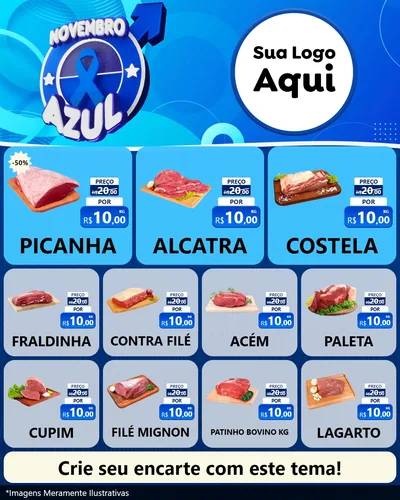 Modelo de Rede Social para Feed Instagram com o tema Novembro Azul para Açougue