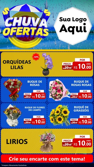 Modelo de TV para TV Vertical com o tema Chuva de Ofertas para Floricultura e jardim