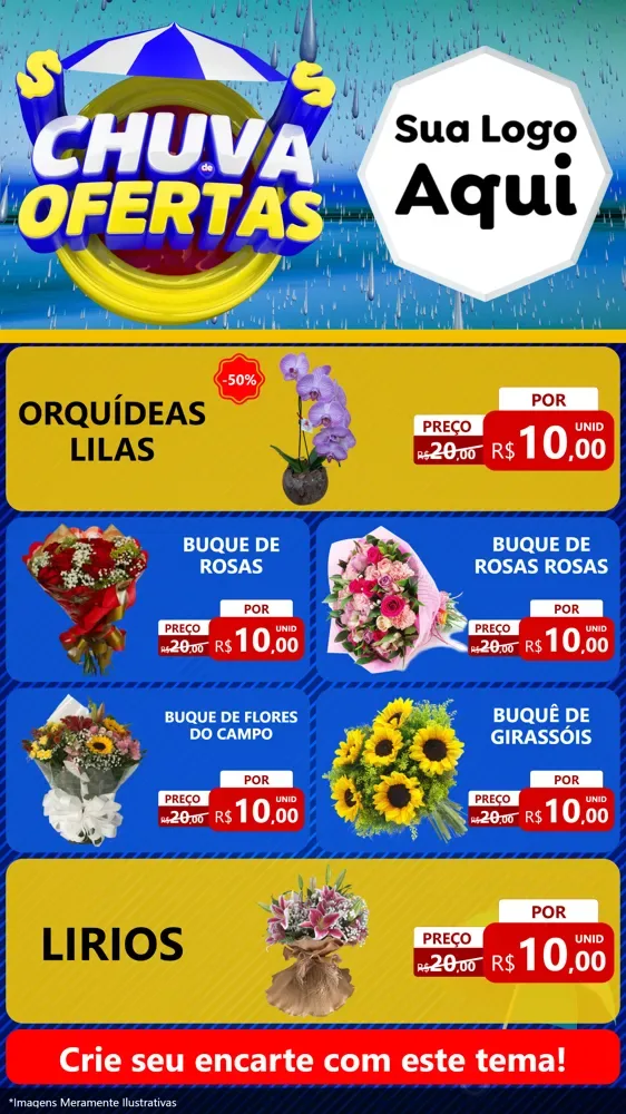 Modelo de TV para TV Vertical com o tema Chuva de Ofertas para Floricultura e jardim