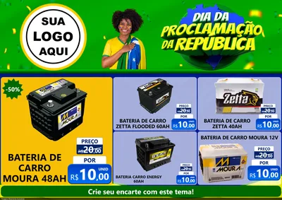 Modelo de Encarte para Encarte A4 Horizontal com o tema Dia Da Proclamação Da República para Baterias Elétricas