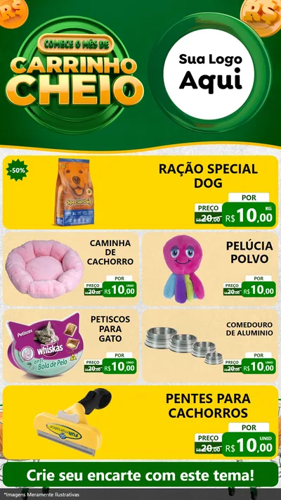 Modelo de TV para TV Vertical com o tema Carrinho Cheio para Pet Shop