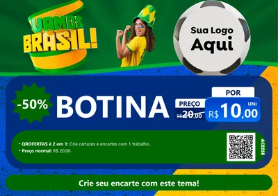 Modelo de Cartaz para Cartaz A4 Horizontal com o tema Vamos Brasil - Copa para Agropecuária