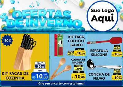 Modelo de Encarte para Encarte A4 Horizontal com o tema Ofertas de Inverno para Utilidades Domésticas