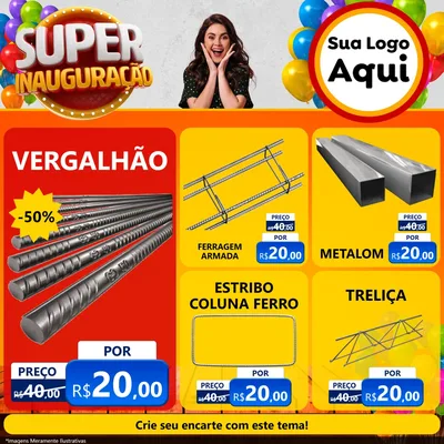 Modelo de Rede Social para Feed Facebook com o tema Super Inauguração para Ferragens
