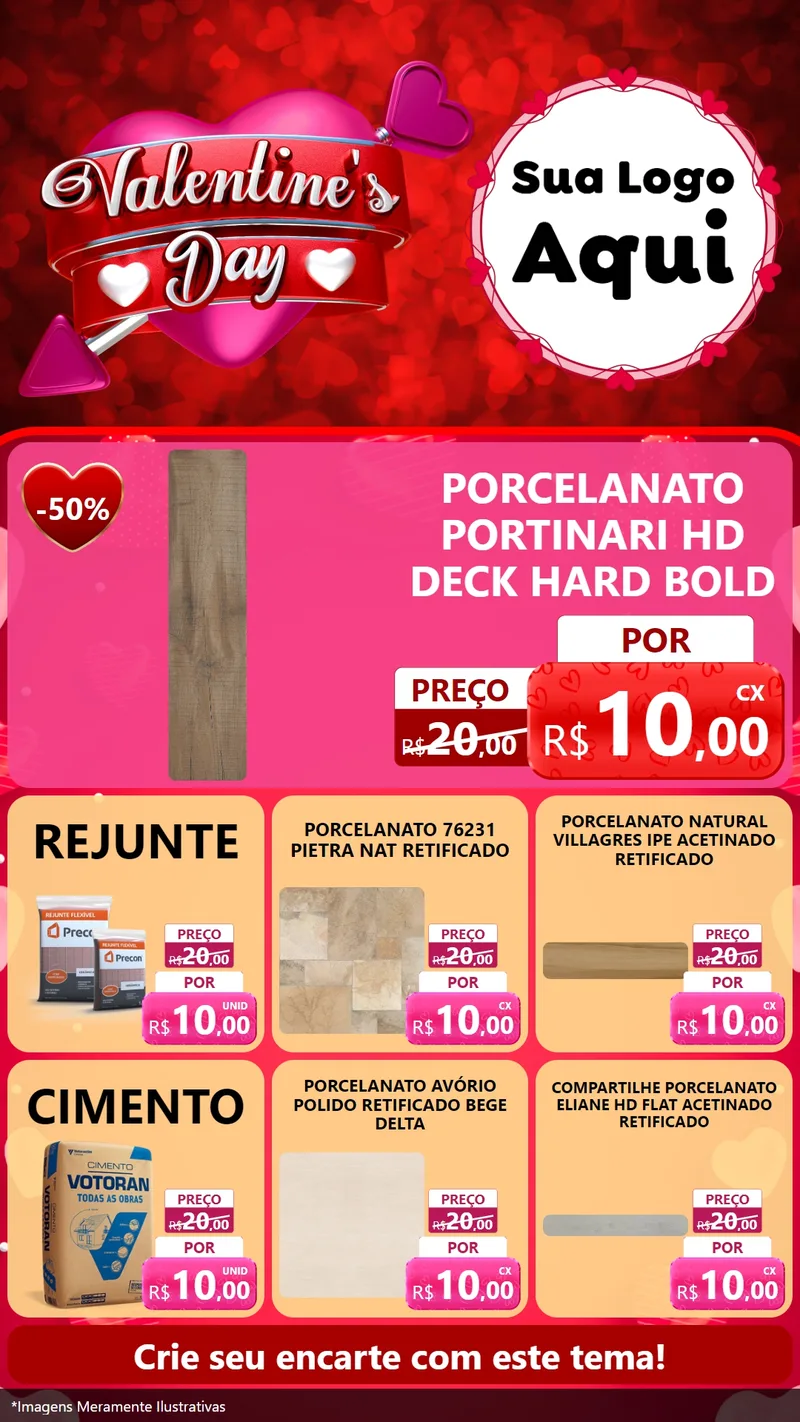 Modelo de Rede Social para Stories com o tema Valentine's Day para Pisos e revestimentos