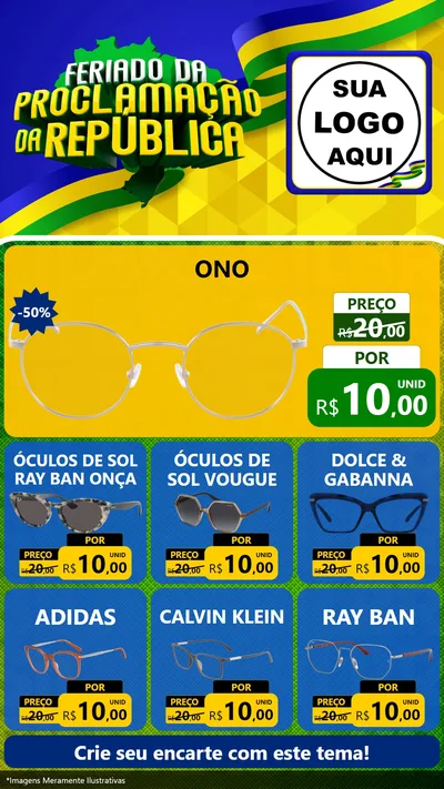 Modelo de Rede Social para Stories com o tema Feriado da Proclamação da República para Óticas