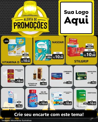 Modelo de Rede Social para Feed Instagram com o tema Alerta de Promoções para Farmácia