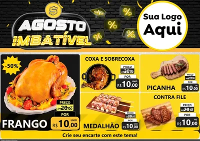 Modelo de Encarte para Encarte A4 Horizontal com o tema Agosto Imbatível para Assados