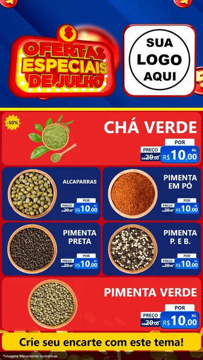 Modelo de TV para TV Vertical com o tema Ofertas Especiais de Julho para Produtos Naturais