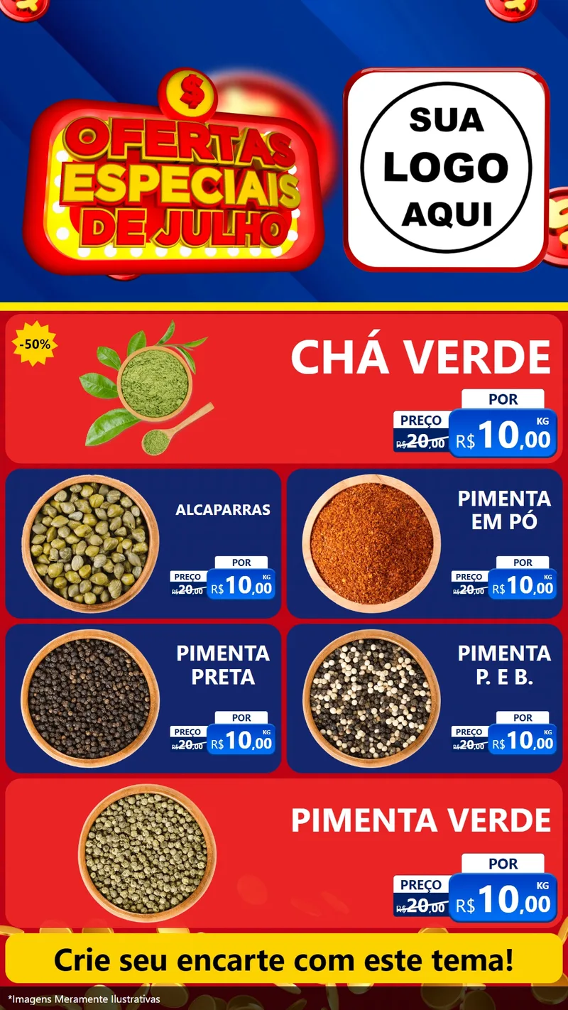 Modelo de TV para TV Vertical com o tema Ofertas Especiais de Julho para Produtos Naturais