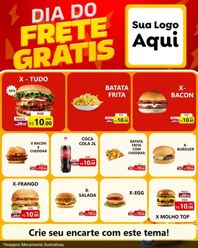 Modelo de Rede Social para Feed Instagram com o tema Dia do Frete Grátis para Hamburgueria