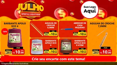 Modelo de TV para TV Horizontal com o tema Julho Ofertas Imbatíveis para Armarinho e Aviamentos
