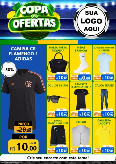 Modelo de Encarte para Encarte A4 Vertical com o tema Copa de Ofertas para Roupas e acessórios