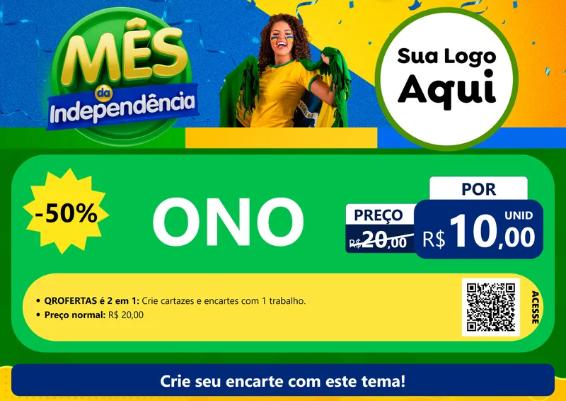 Modelo de Cartaz para Cartaz A4 Horizontal com o tema Mês da Independência para Óticas