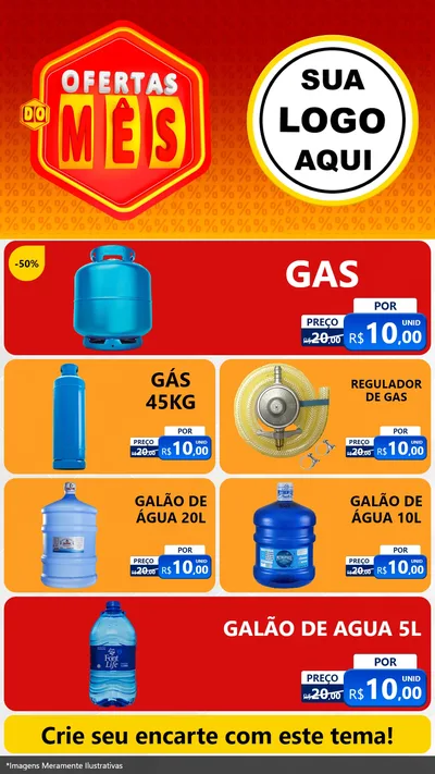 Modelo de TV para TV Vertical com o tema Ofertas do Mês para Água e gás